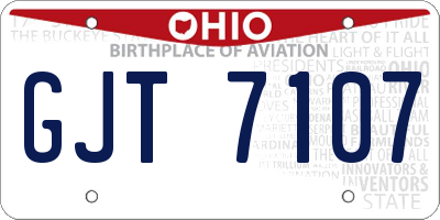 OH license plate GJT7107