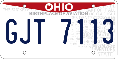 OH license plate GJT7113