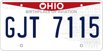OH license plate GJT7115
