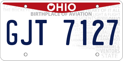 OH license plate GJT7127