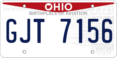 OH license plate GJT7156
