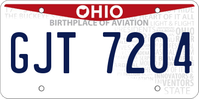OH license plate GJT7204
