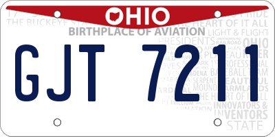 OH license plate GJT7211