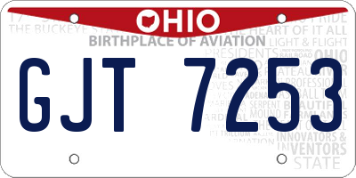 OH license plate GJT7253