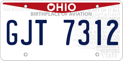 OH license plate GJT7312