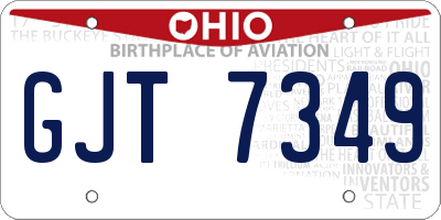 OH license plate GJT7349