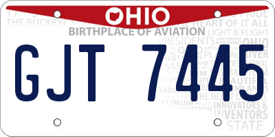 OH license plate GJT7445