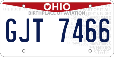OH license plate GJT7466