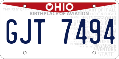 OH license plate GJT7494