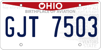 OH license plate GJT7503