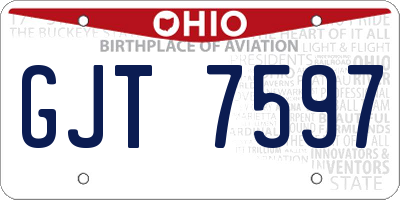 OH license plate GJT7597