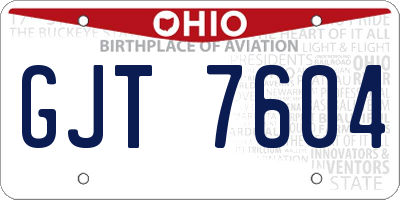 OH license plate GJT7604