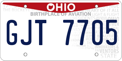 OH license plate GJT7705