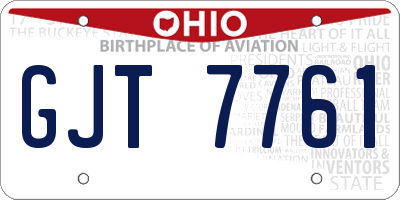 OH license plate GJT7761