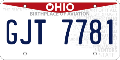 OH license plate GJT7781