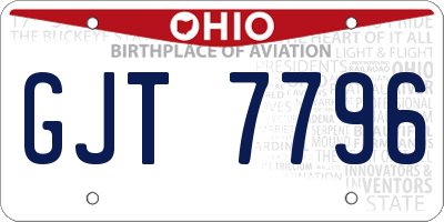 OH license plate GJT7796
