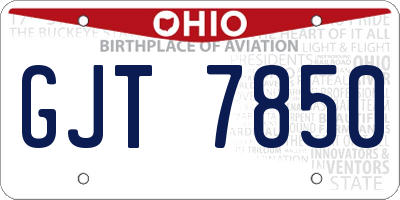 OH license plate GJT7850
