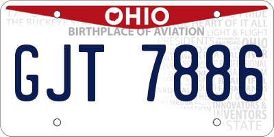 OH license plate GJT7886