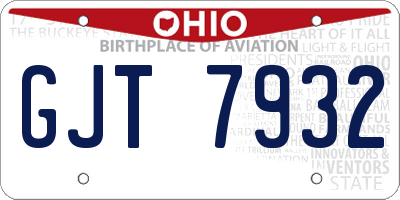 OH license plate GJT7932