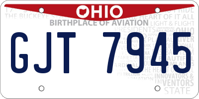 OH license plate GJT7945