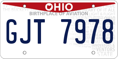 OH license plate GJT7978