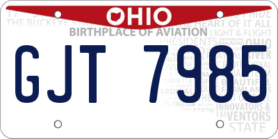 OH license plate GJT7985