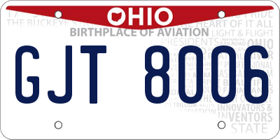 OH license plate GJT8006