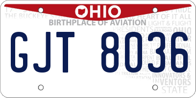 OH license plate GJT8036