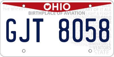 OH license plate GJT8058
