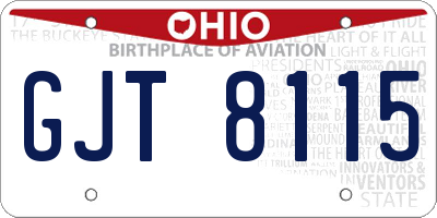 OH license plate GJT8115