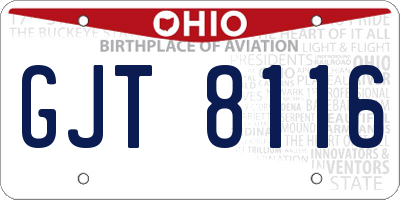 OH license plate GJT8116