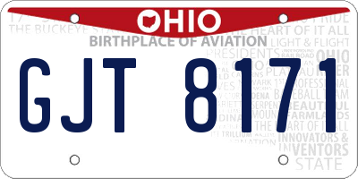 OH license plate GJT8171