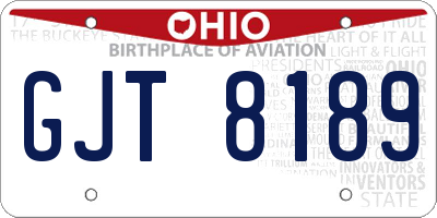 OH license plate GJT8189