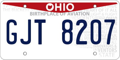 OH license plate GJT8207