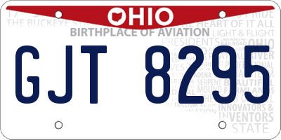 OH license plate GJT8295