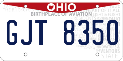 OH license plate GJT8350