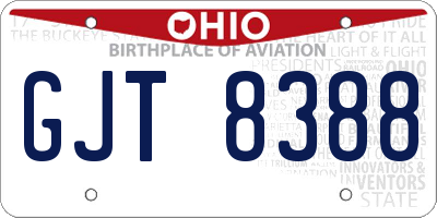 OH license plate GJT8388