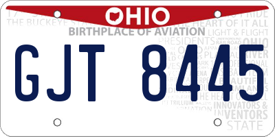 OH license plate GJT8445