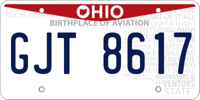 OH license plate GJT8617
