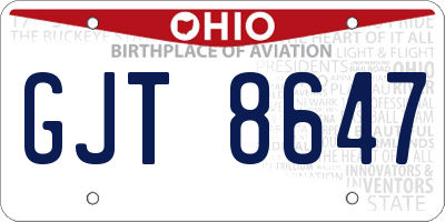 OH license plate GJT8647