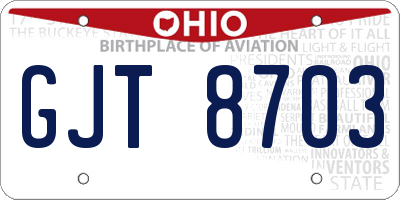 OH license plate GJT8703
