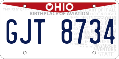 OH license plate GJT8734