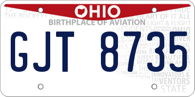 OH license plate GJT8735