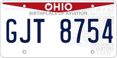 OH license plate GJT8754