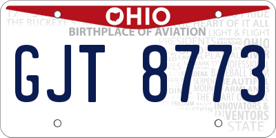 OH license plate GJT8773