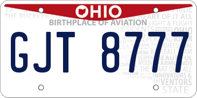 OH license plate GJT8777