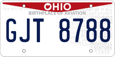 OH license plate GJT8788