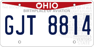 OH license plate GJT8814