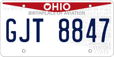 OH license plate GJT8847