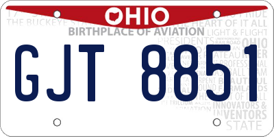 OH license plate GJT8851